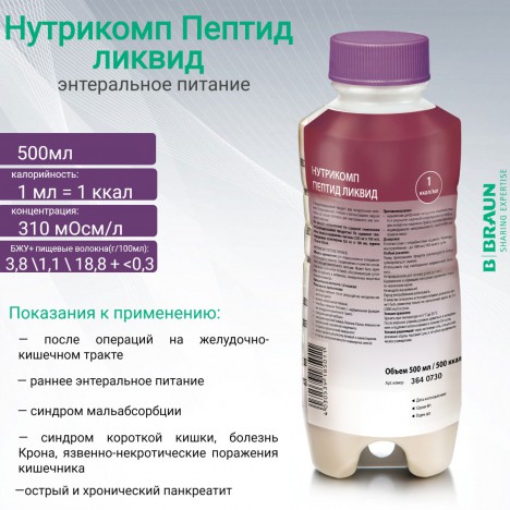 Энтеральное питание Нутрикомп Пептид ликвид (1 кКал/мл)